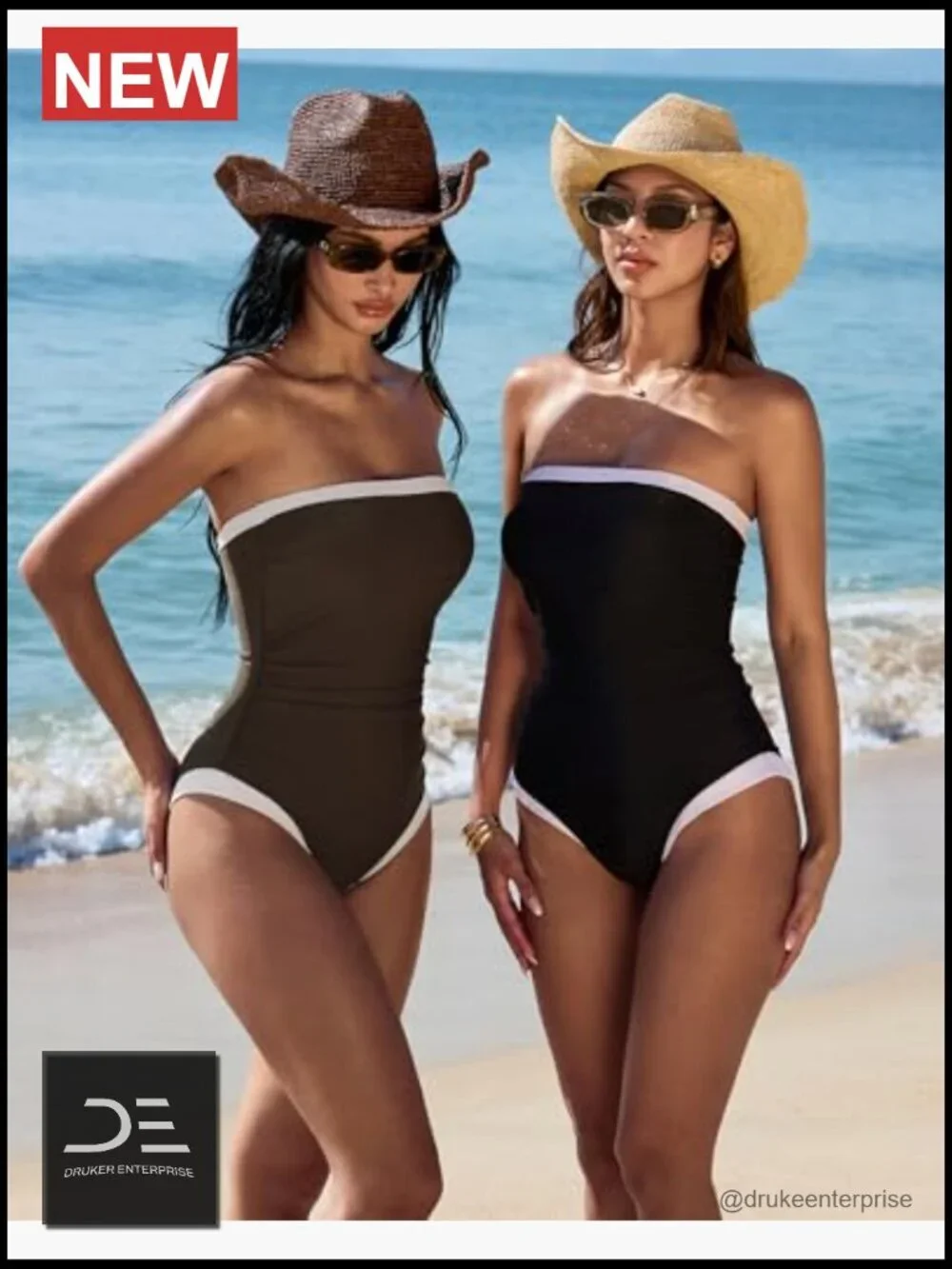 Tummy Control One Piece Swimsuit Strapless Bandeau Bathing Suit with Removable